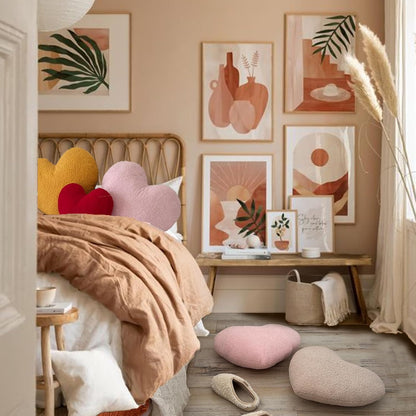 EastTree Heart Pillows, Pink Heart Shaped Pillows, Love Throw Pillows, Cute Sherpa Heart Decor, Large Fluffy Pillows, Women Girls Living Bedroom Home Decoration 15x18 Inch