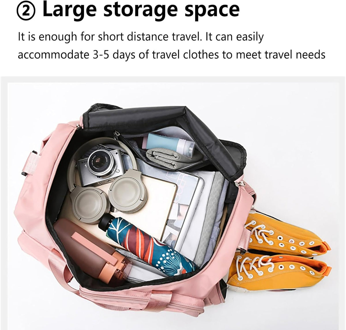 Pink Gym Bag with Shoe Compartment, 30L Capacity Waterproof Durable Weekender Bag with Dry Wet Separation Pocket,Breathable Lightweight Mens Duffle Bag for Travel Sports Fitness Workout