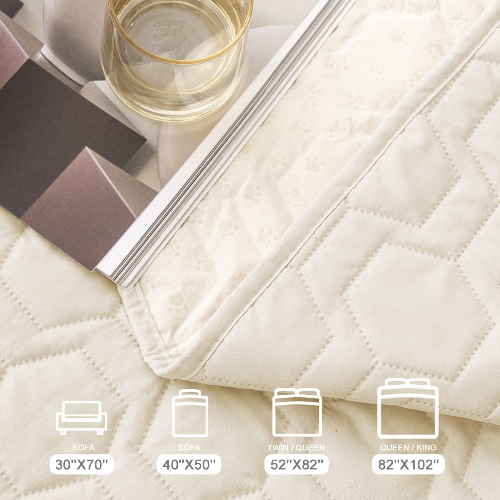 Tcksstex Waterproof and Anti-Slip Dog Bed Cover and Pet Blanket Sofa Pet Bed Mat ，car Incontinence Mattress Protectors Furniture Couch Cover for Most Cats Dogs, Pets（30x70-Ivory）