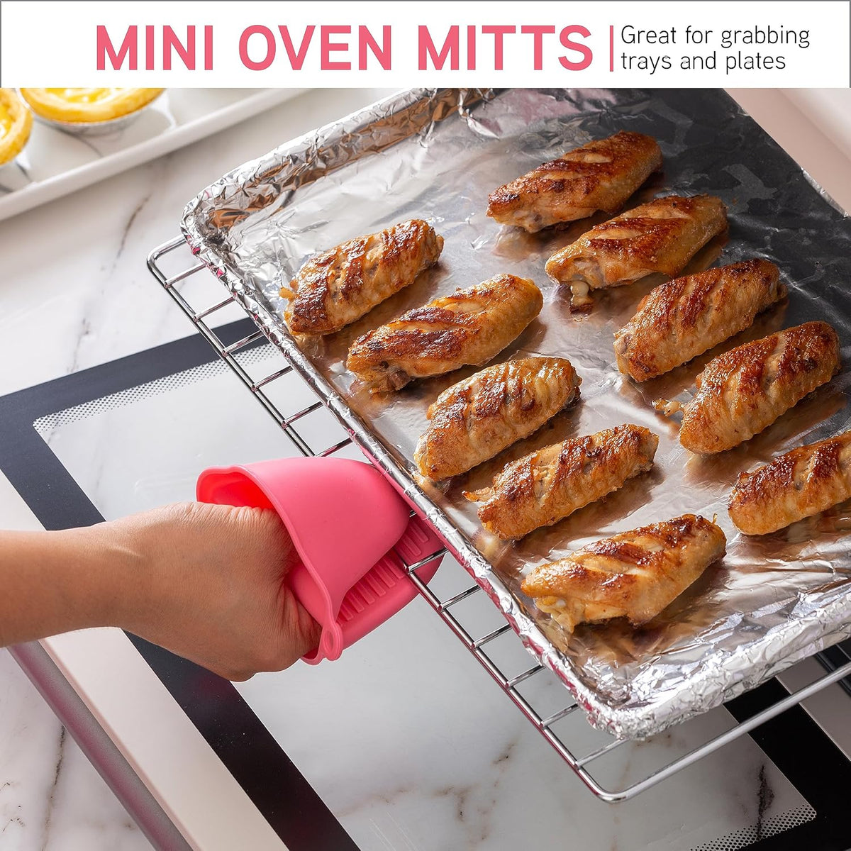 Silicone Oven Mitts- Heat Resistant Gloves with Soft Quilted Lining Oven Mitt Pot Holders for Cooking and BBQ, Pink, Mitt Set