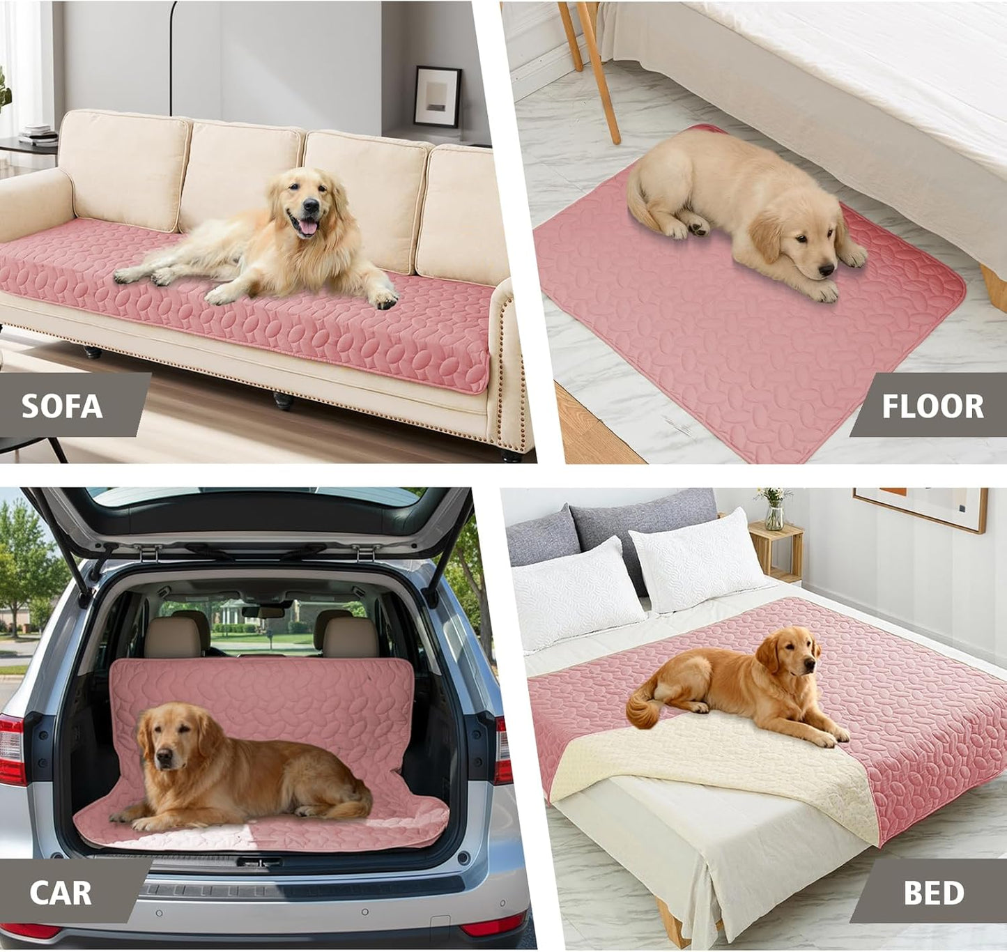 Waterproof Pet Bed Cover Anti-Slip Dog Bed Blanket for Sofa and Furniture Waterproof New Pattern Design (Pink, 30x53 Inch (Pack of 1))
