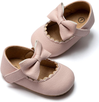 Infant Baby Girls Mary Jane Flats Bow Non-Slip Soft Sole Princess Toddler First Walkers Sneaker Wedding Dress Shoes
