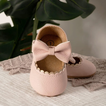 Infant Baby Girls Mary Jane Flats Bow Non-Slip Soft Sole Princess Toddler First Walkers Sneaker Wedding Dress Shoes