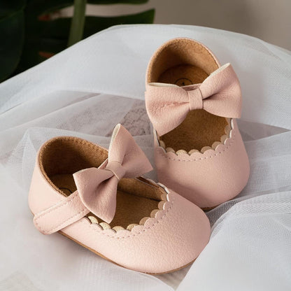 Infant Baby Girls Mary Jane Flats Bow Non-Slip Soft Sole Princess Toddler First Walkers Sneaker Wedding Dress Shoes
