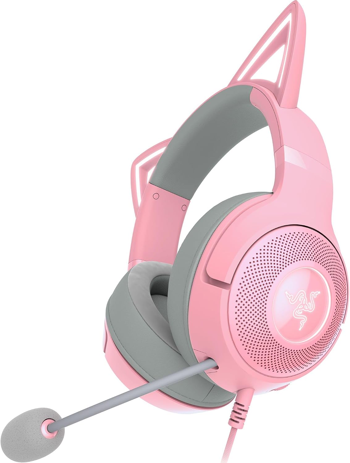 Kraken Kitty V2 USB Wired Headset, Chroma RGB Kitty Ears, Pink
