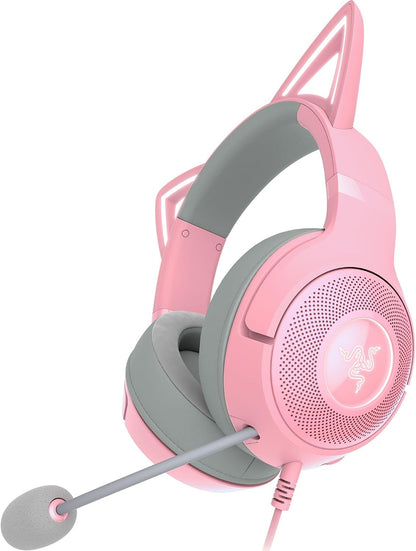 Kraken Kitty V2 USB Wired Headset, Chroma RGB Kitty Ears, Pink
