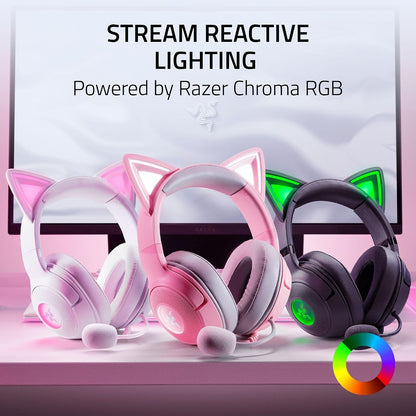 Kraken Kitty V2 USB Wired Headset, Chroma RGB Kitty Ears, Pink