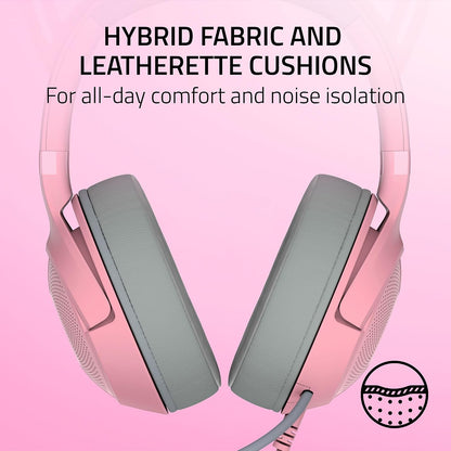 Kraken Kitty V2 USB Wired Headset, Chroma RGB Kitty Ears, Pink