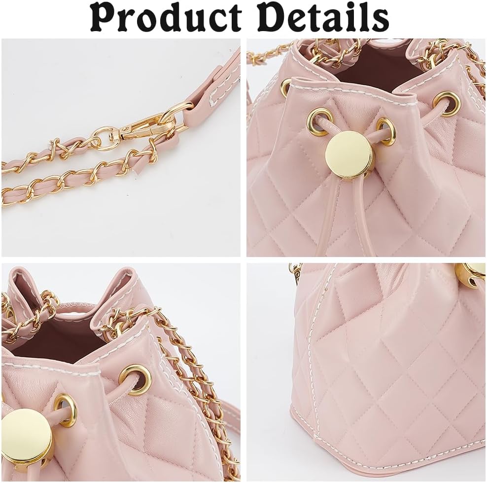 DIY PU Leather Bucket Bag Making Kit, Handmake Crossbody Bag Sewing Knitting Sets for Purse Making Handbag Making Materials Accessories for DIY Shoulder Bag Making, Pearl Pink