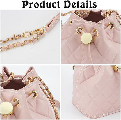 DIY PU Leather Bucket Bag Making Kit, Handmake Crossbody Bag Sewing Knitting Sets for Purse Making Handbag Making Materials Accessories for DIY Shoulder Bag Making, Pearl Pink