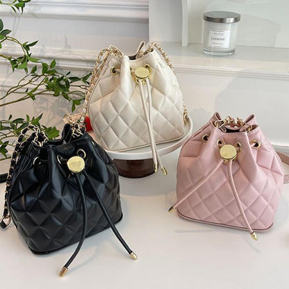 DIY PU Leather Bucket Bag Making Kit, Handmake Crossbody Bag Sewing Knitting Sets for Purse Making Handbag Making Materials Accessories for DIY Shoulder Bag Making, Pearl Pink