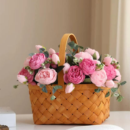 Artificial Peony Flowers Silk Peony Rose Fake Flowers 3Pcs Pink