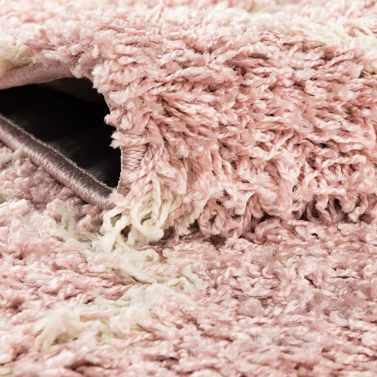 Lattice Shag Collection Rug – 4x6 Oval Light Pink Shag-Pile Rug Perfect for Living Rooms, Large Dining Rooms, Open Floorplans