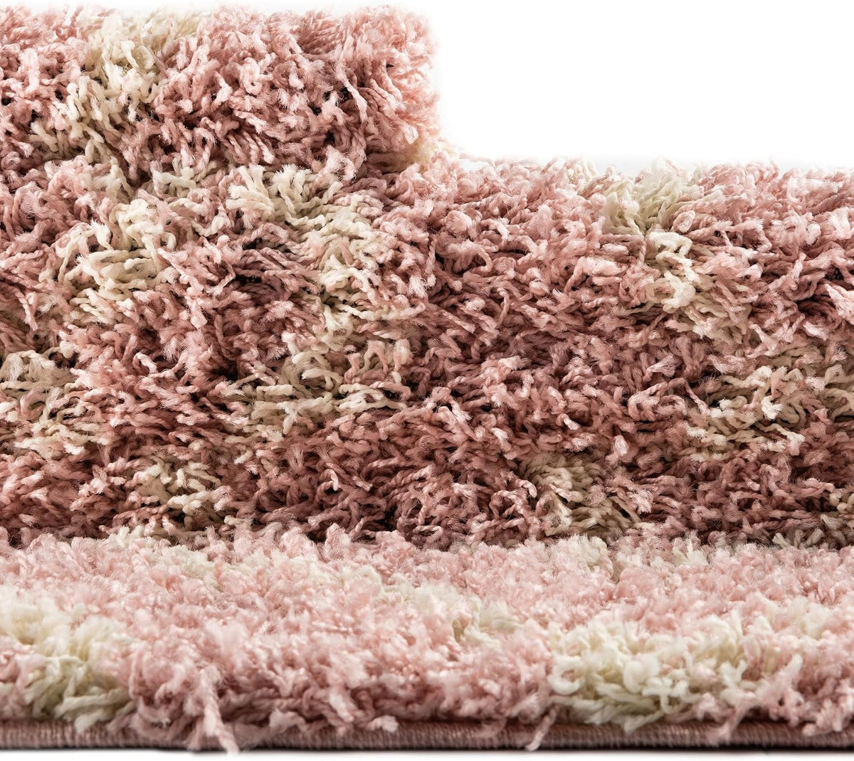 Lattice Shag Collection Rug – 4x6 Oval Light Pink Shag-Pile Rug Perfect for Living Rooms, Large Dining Rooms, Open Floorplans