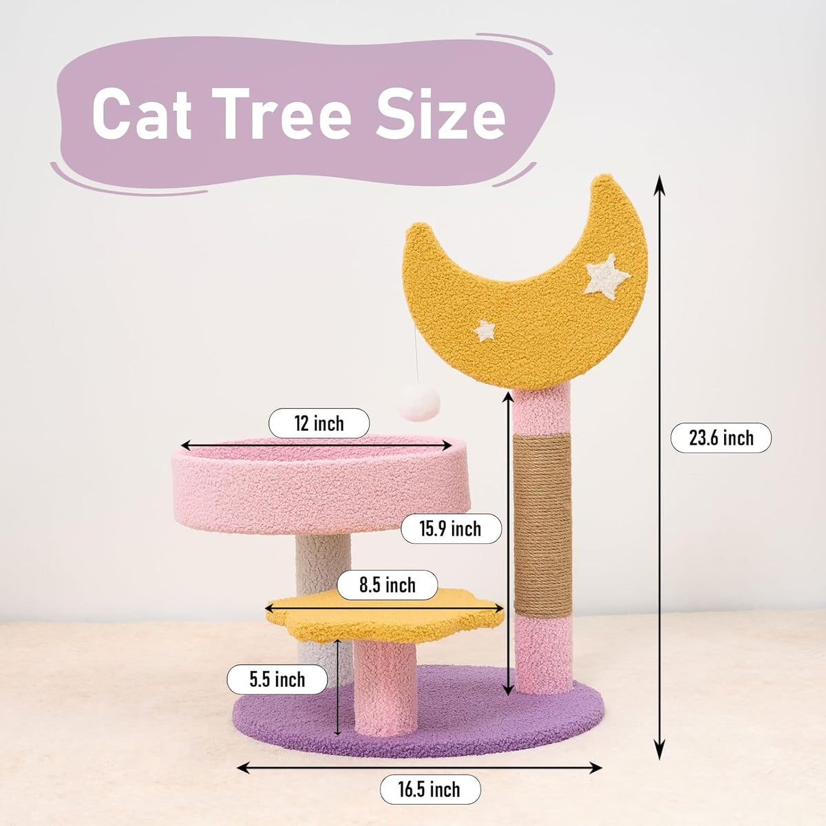 Small Cat Tree, Moon Star Cat Tree 23.5 in for Indoor Activity