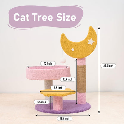 Small Cat Tree, Moon Star Cat Tree 23.5 in for Indoor Activity