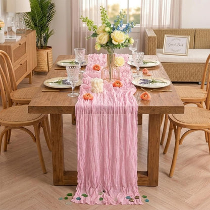 10 Pack Light Pink Cheesecloth Table Runner 22X120 Inch Gauze Table Runner