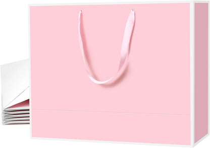Large Pink Gift Bags,6Pcs 17"x5.5"x12.6" Paper Gift Bags with Ribbon Handle
