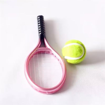 Miniature Tennis Racket Set, 1/12 Scale Accessories, Mini Racket Set, Small Tennis (Pink)
