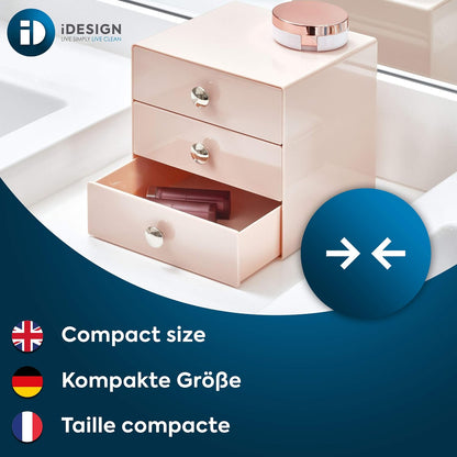 Plastic 3-Drawer Jewelry Box, Pink, 6.5" x 6.5" x 6.5"