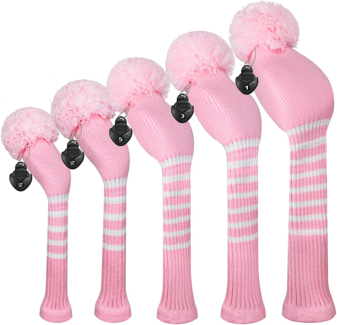 Stripes Golf Club Covers Set of 5 Fit for Driver Wood(460cc)*1, Fairway Wood*2,and Hybrid(UT)*2