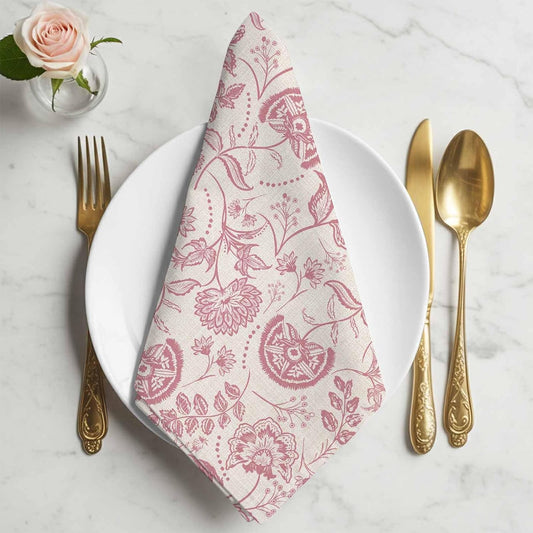 Farmhouse Pink Floral Cloth Napkins Set of 1 Linen Boho Flower Rustic Country Napkins Cloth Washable Reusable Soft Napkin for Birthday Party Wedding Dining Table Decorations 20x20 Inch