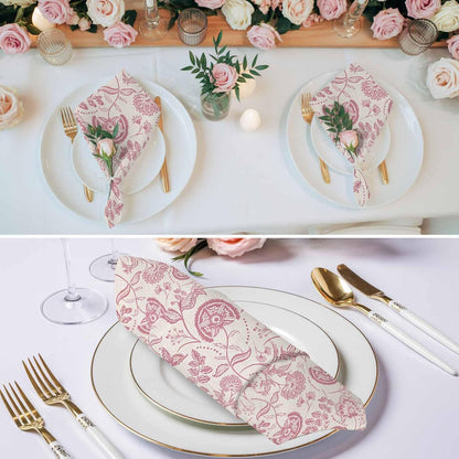 Farmhouse Pink Floral Cloth Napkins Set of 1 Linen Boho Flower Rustic Country Napkins Cloth Washable Reusable Soft Napkin for Birthday Party Wedding Dining Table Decorations 20x20 Inch
