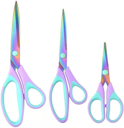 Ribbon Scissors Set, Sharp Scissor All Purpose Stainless Steel Titanium Blades, Comfort Grip Handles, Paper Cutting Fabric Scissors Kit Tool Great for Home Supplies, 3 Pack, Pink/Green