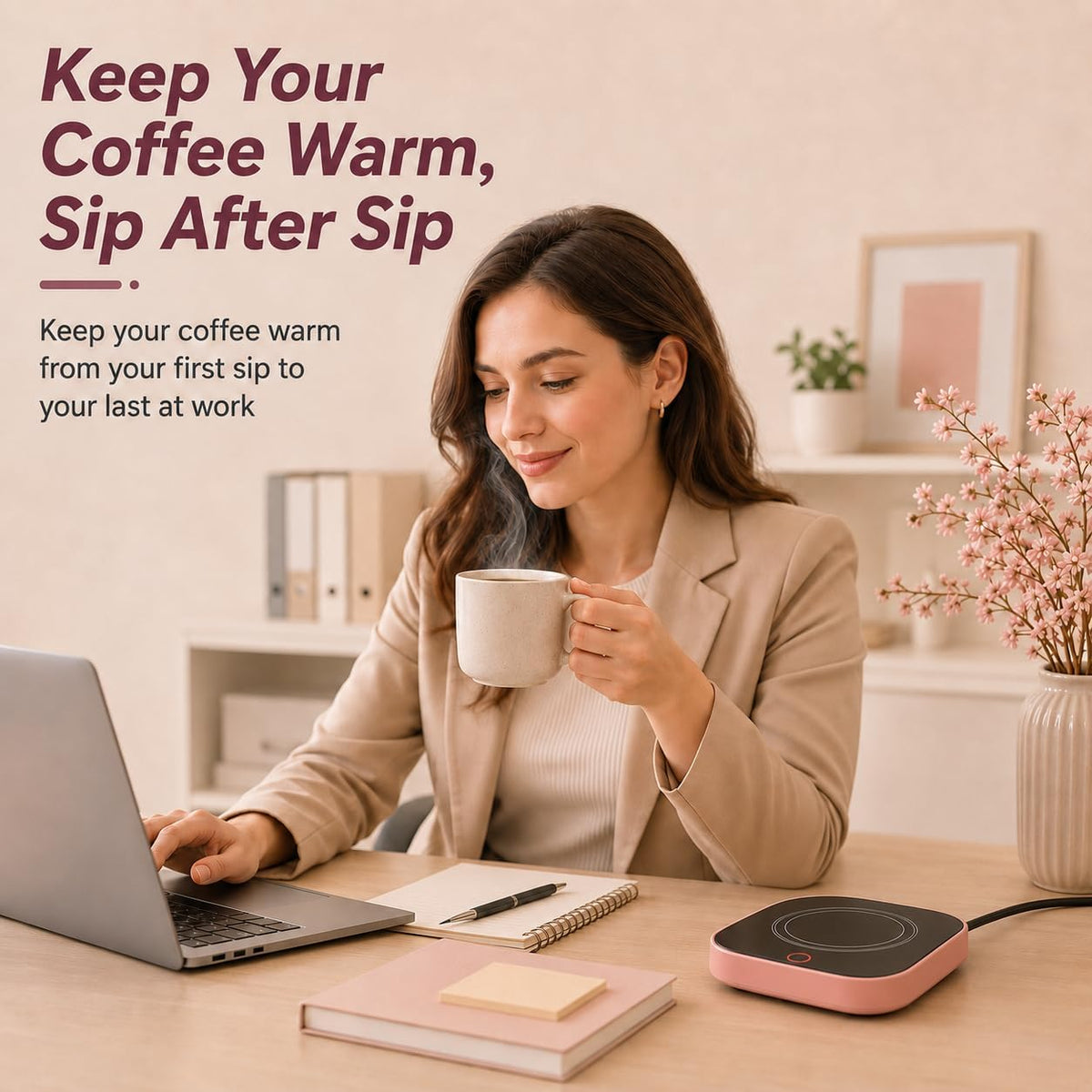 Coffee Mug Warmer for Desk, 3 Heat Settings, Auto Shut-Off