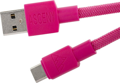 Coiled & Double-Sleeved Mechanical Keyboard Cable, for Type-C Mechanical Keyboards (Pink)