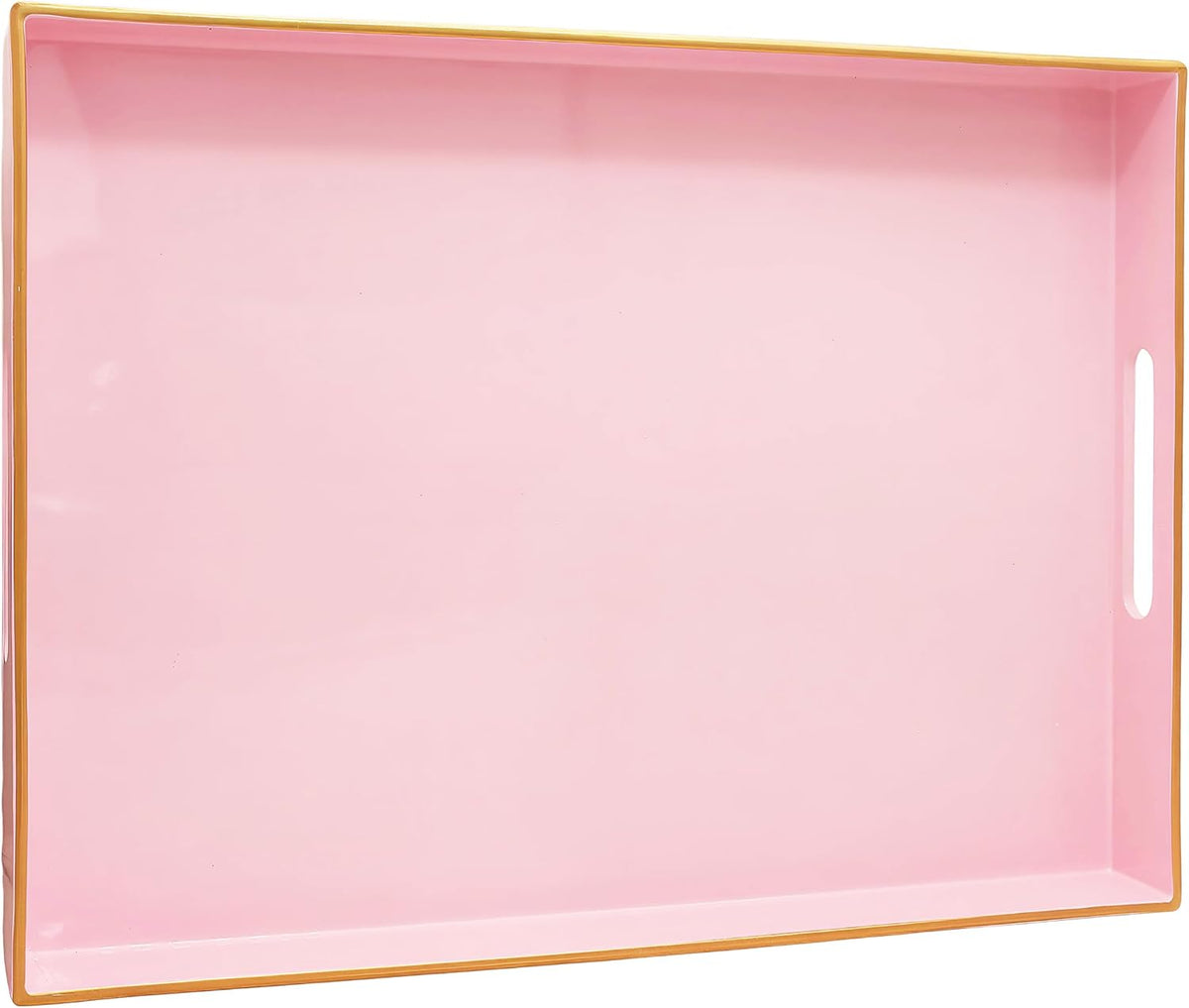 15.8x11.8 Pink Plastic Serving Tray for Ottoman Coffee Table