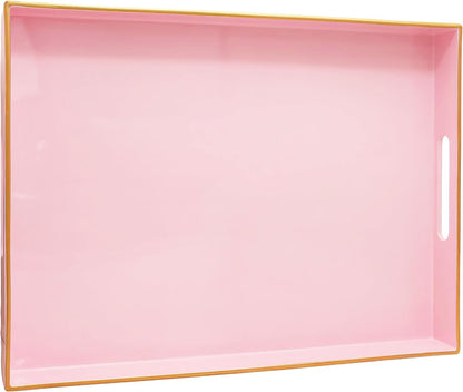 15.8x11.8 Pink Plastic Serving Tray for Ottoman Coffee Table