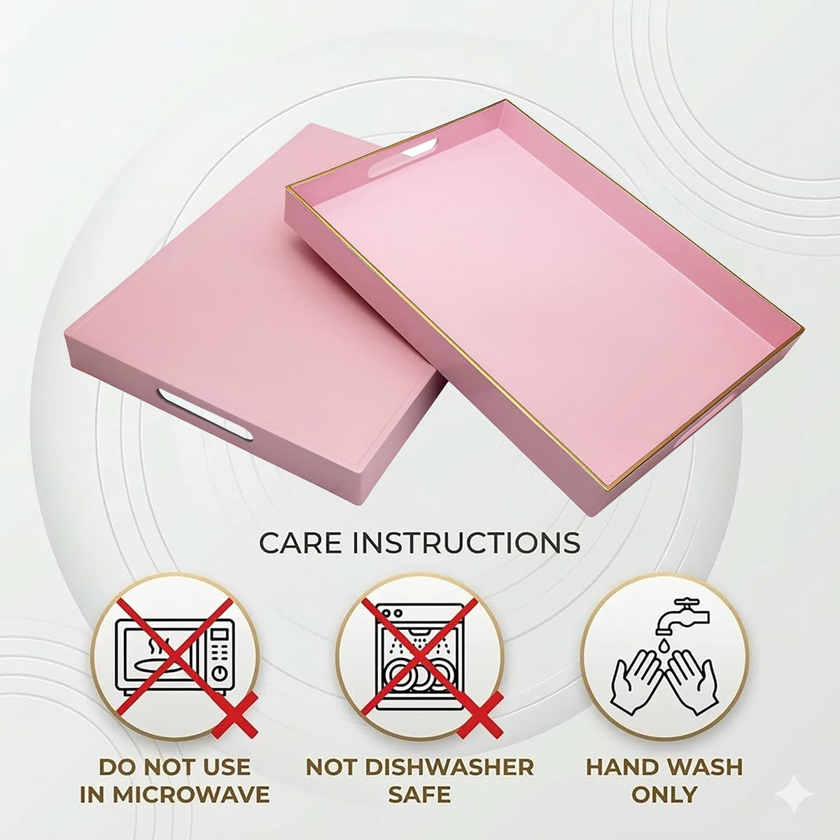 15.8x11.8 Pink Plastic Serving Tray for Ottoman Coffee Table