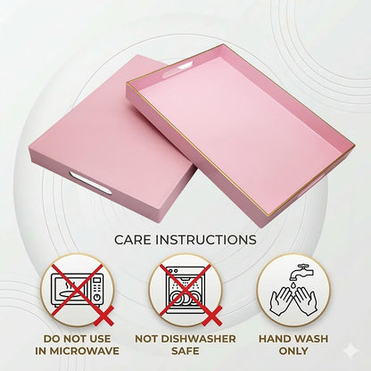 15.8x11.8 Pink Plastic Serving Tray for Ottoman Coffee Table