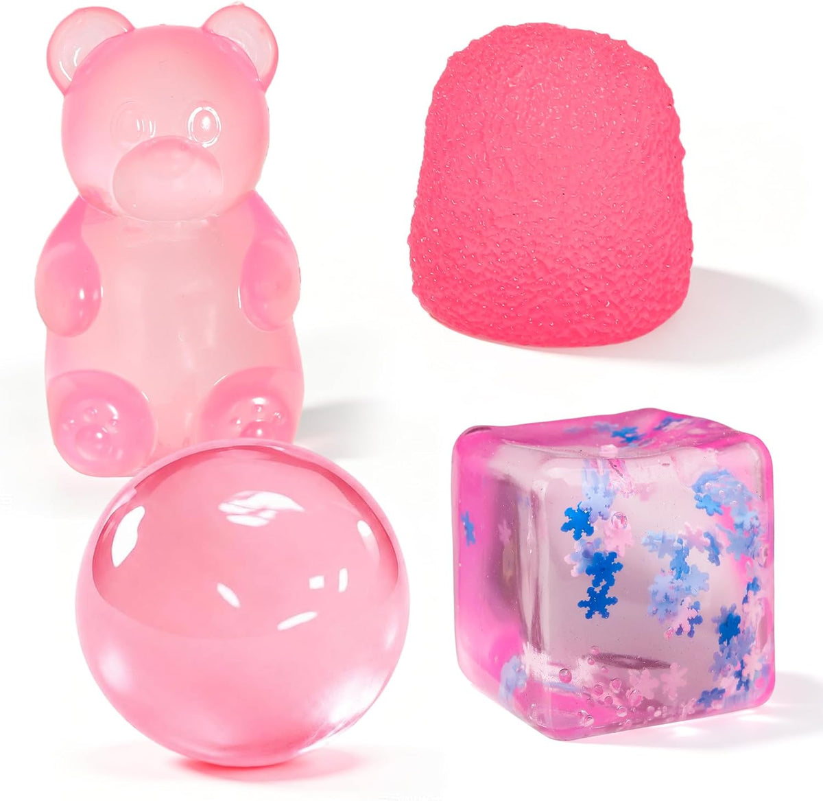 4Pcs Pink Taba Squishy Fidget Toys, Bear Cube Gummy Coconut Oil Stress Balls for Kids Adults, Squishies Cube, Sensory Toys Fidgets for Classroom Prize, Birthday Gifts Party Favors