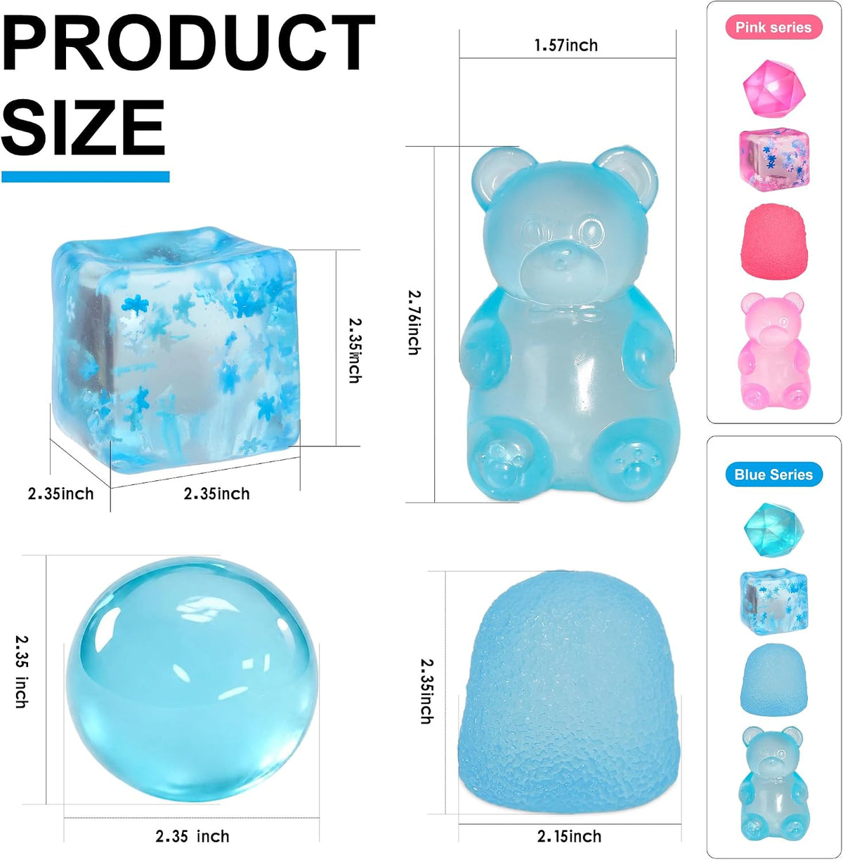 4Pcs Pink Taba Squishy Fidget Toys, Bear Cube Gummy Coconut Oil Stress Balls for Kids Adults, Squishies Cube, Sensory Toys Fidgets for Classroom Prize, Birthday Gifts Party Favors
