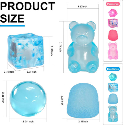 4Pcs Pink Taba Squishy Fidget Toys, Bear Cube Gummy Coconut Oil Stress Balls for Kids Adults, Squishies Cube, Sensory Toys Fidgets for Classroom Prize, Birthday Gifts Party Favors