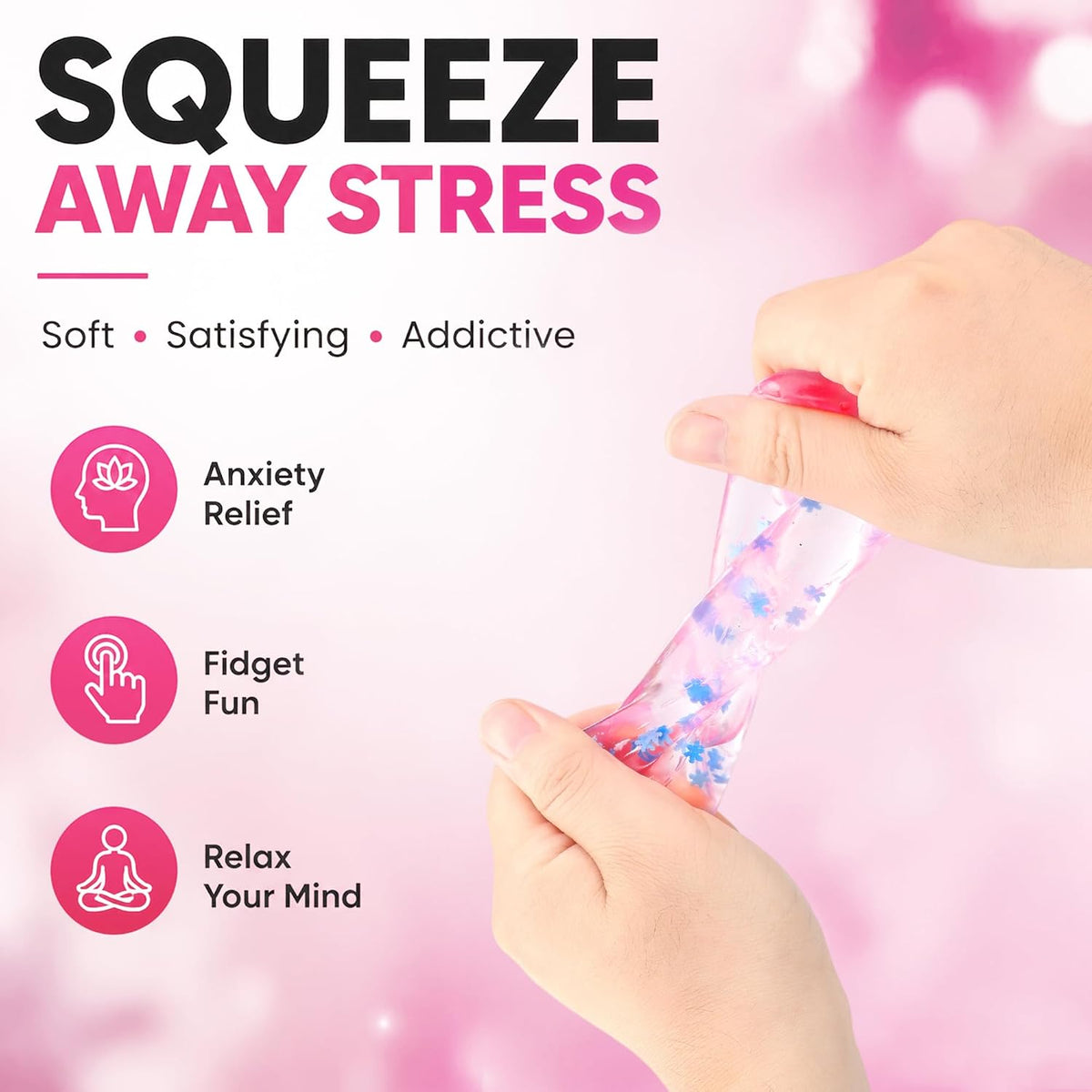 4Pcs Pink Taba Squishy Fidget Toys, Bear Cube Gummy Coconut Oil Stress Balls for Kids Adults, Squishies Cube, Sensory Toys Fidgets for Classroom Prize, Birthday Gifts Party Favors