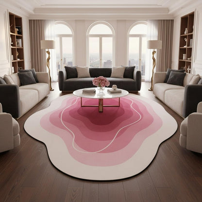 Modern Minimalist Geometric Ombre Texture Pink and Cream Rug 5x7 Thin Non Slip Irregular Shaped Area Rugs for Living Room Nursery Dorm Farmhouse Entryway Guestroom Home Office Boho Carpets