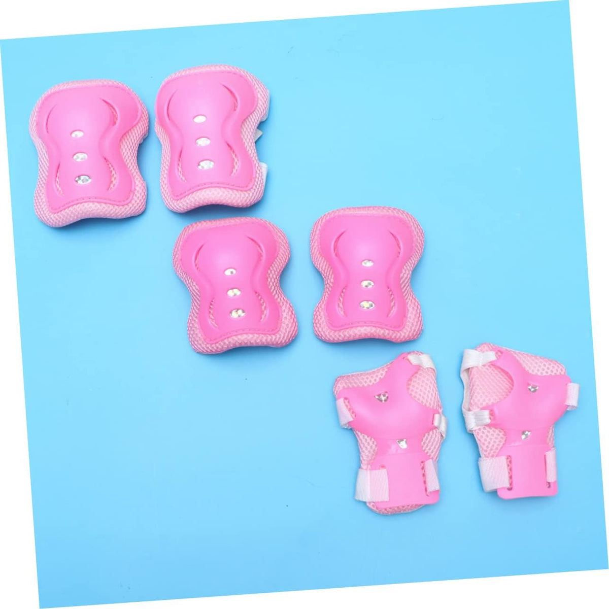 6-Piece Boys and Girls Protective Gear Set Adjustable Knee Pads Pads and Wrist Guards for Cycling and Skateboarding Lightweight Sturdy Pink