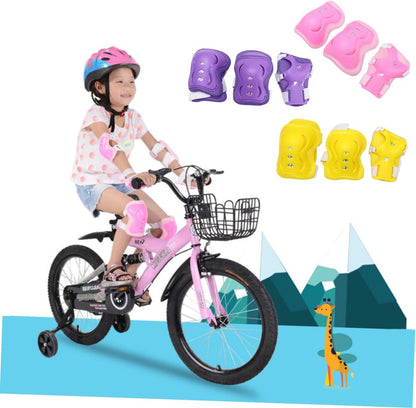 6-Piece Boys and Girls Protective Gear Set Adjustable Knee Pads Pads and Wrist Guards for Cycling and Skateboarding Lightweight Sturdy Pink
