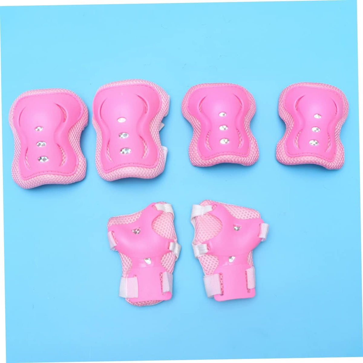6-Piece Boys and Girls Protective Gear Set Adjustable Knee Pads Pads and Wrist Guards for Cycling and Skateboarding Lightweight Sturdy Pink