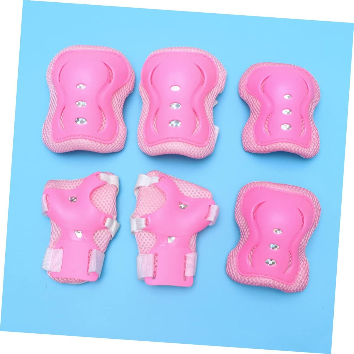6-Piece Boys and Girls Protective Gear Set Adjustable Knee Pads Pads and Wrist Guards for Cycling and Skateboarding Lightweight Sturdy Pink