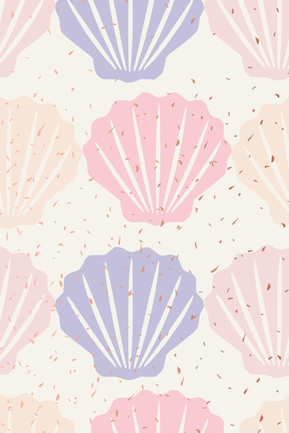 Pastel Pink, Purple and Peach Seashells With Sprinkles 50 Watermark Blank Page Notebook/Journal
