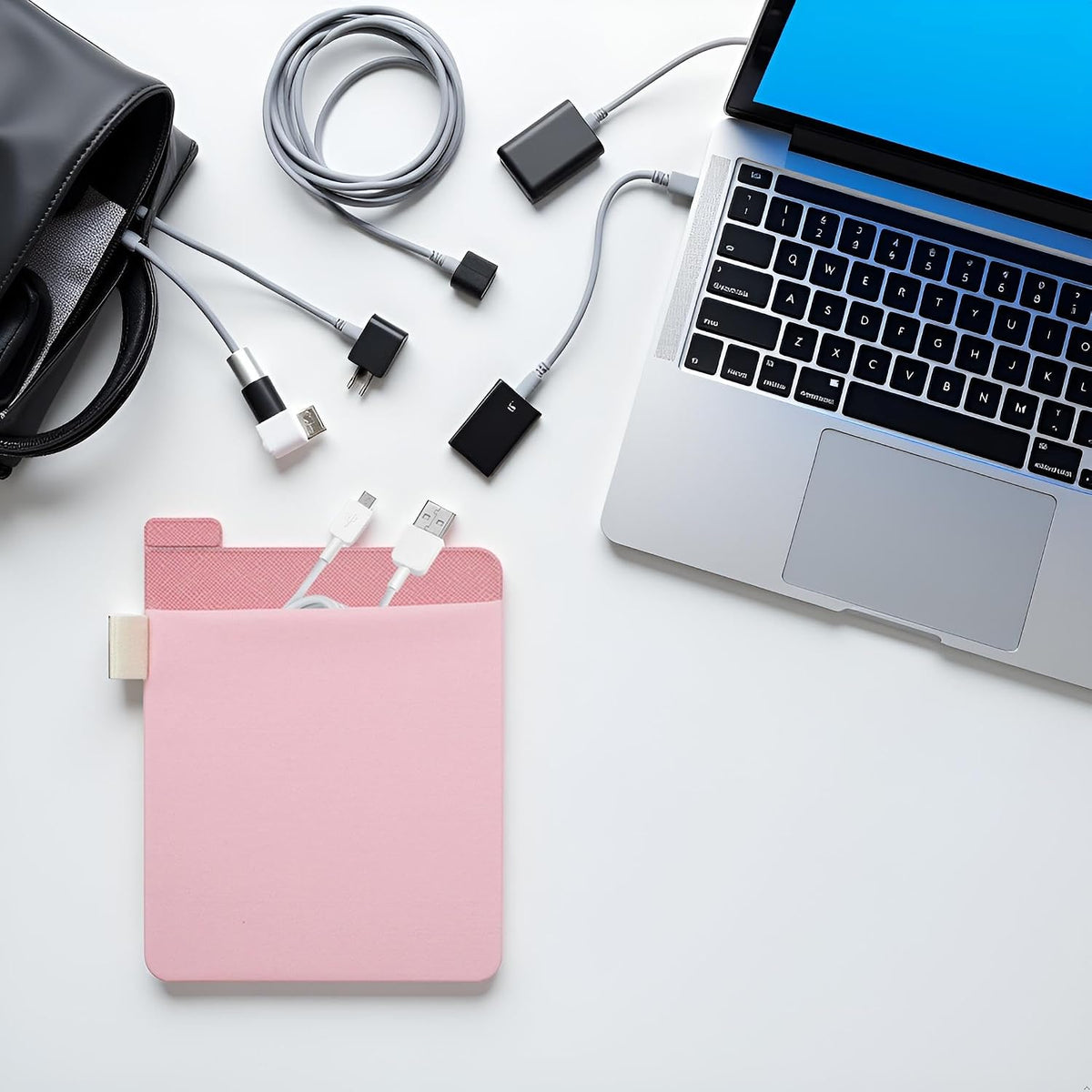 Pink External Hard Drive Holder - External Hard Drive Adhesive Carrying Case,Reusable Sleeve Storage Organizer Computer Hard Risk Bags and Cases for Battery Pack, Computers and Accessories