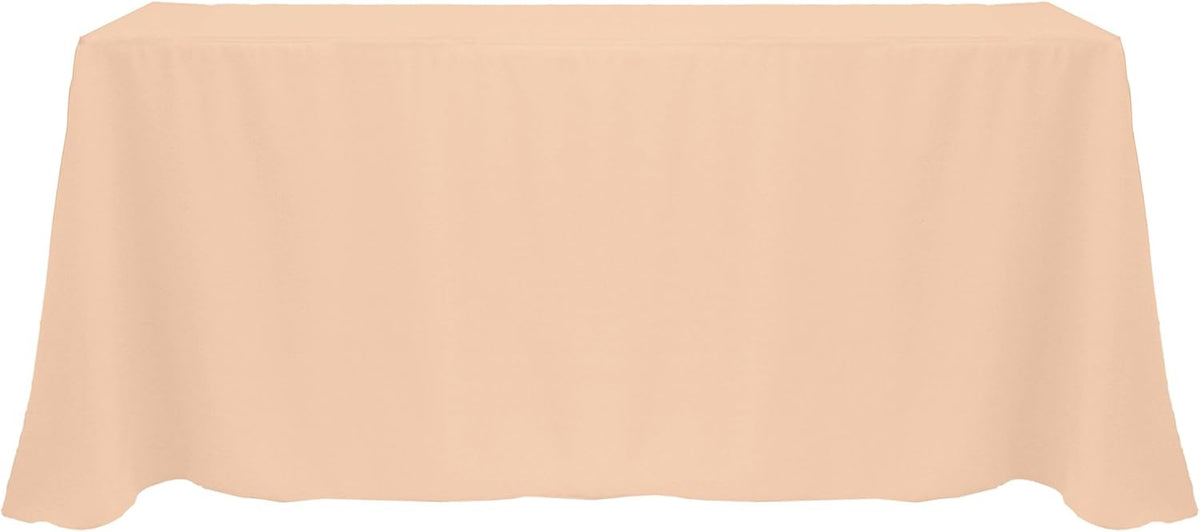 90x132-Inch Rectangular Polyester Linen Tablecloth, Peach