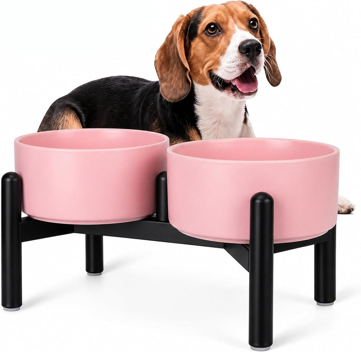 Raised Ceramic Dog Bowl Set with Stand, 3.5 Cups Elevated Dog Food Stand