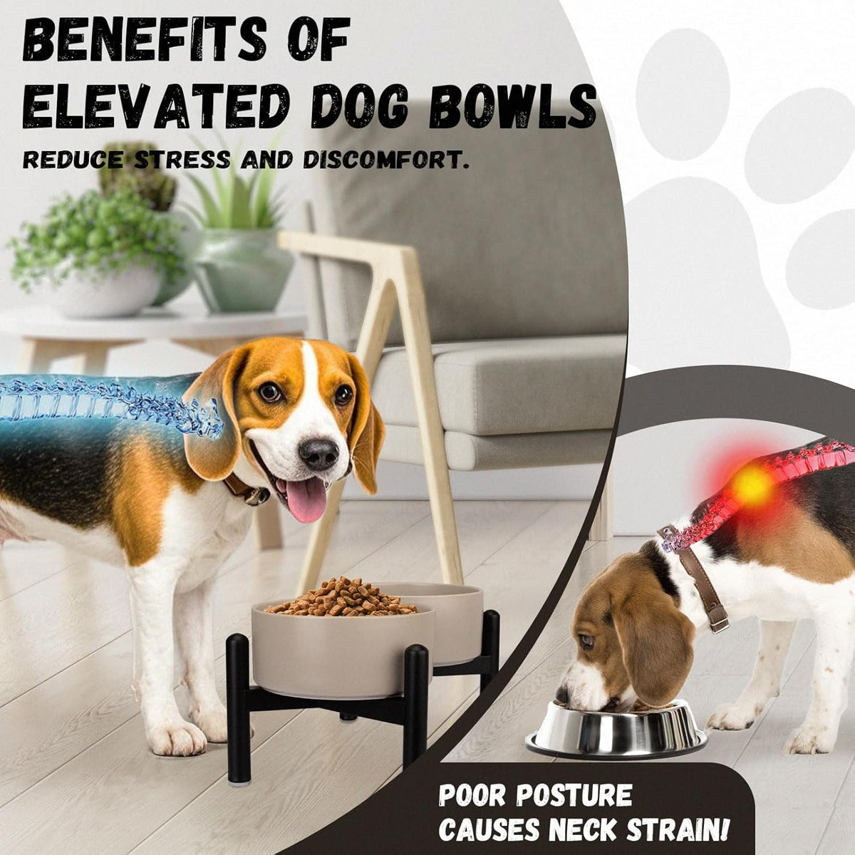 Raised Ceramic Dog Bowl Set with Stand, 3.5 Cups Elevated Dog Food Stand