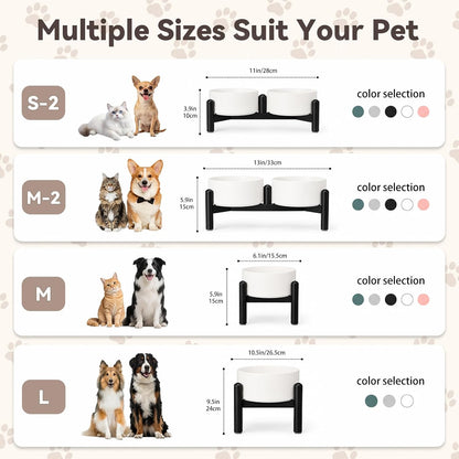 Raised Ceramic Dog Bowl Set with Stand, 3.5 Cups Elevated Dog Food Stand