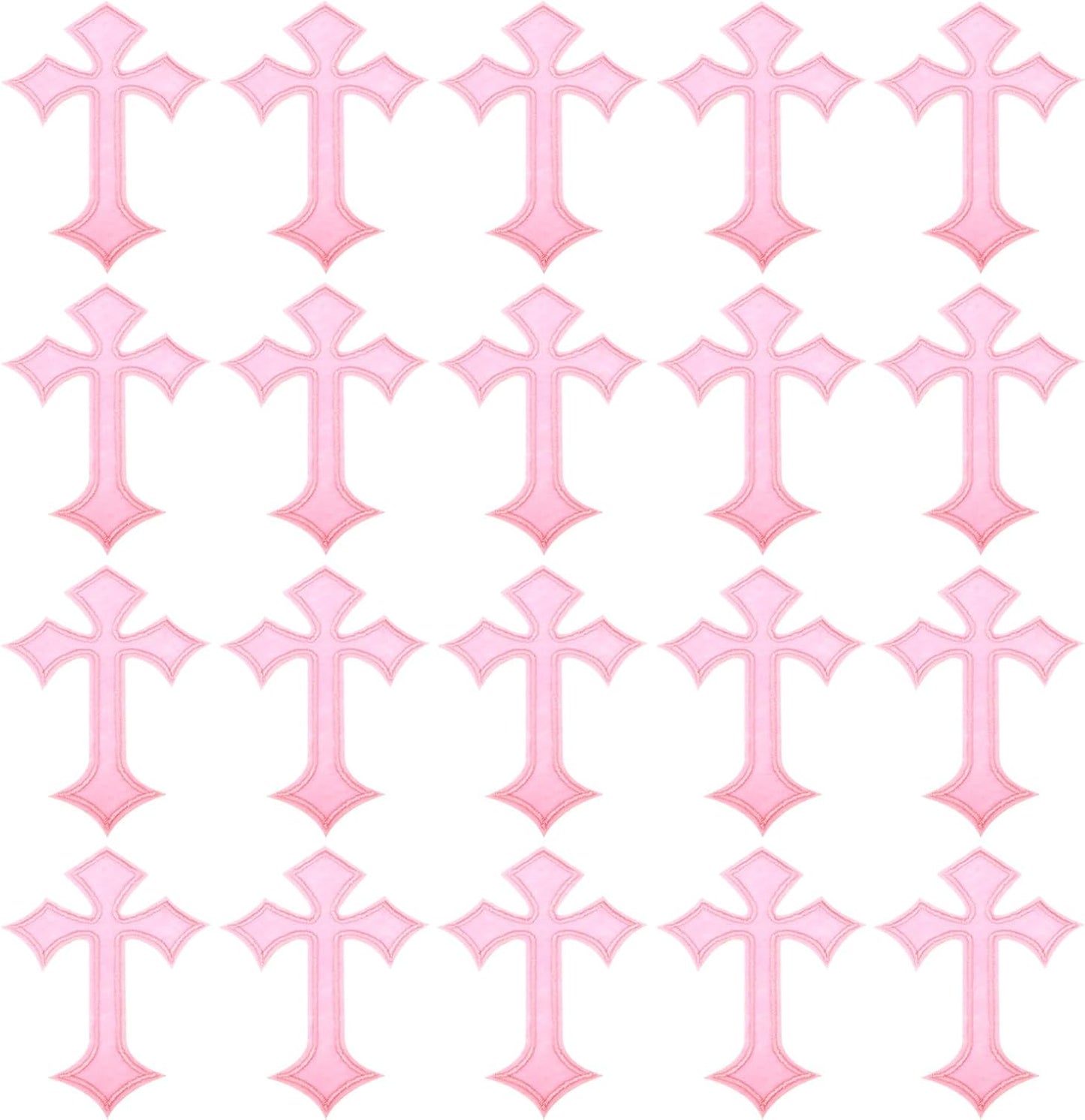 Cross Embroidered Patches,20 Pcs Cross Sew on Iron on Decorative Patches for Repair Decoration Clothing Hats Jackets Backpack, 4.1" Lx2.8 W, Pink